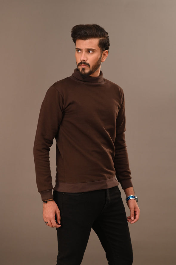 Brown Basic Mock Neck - Men