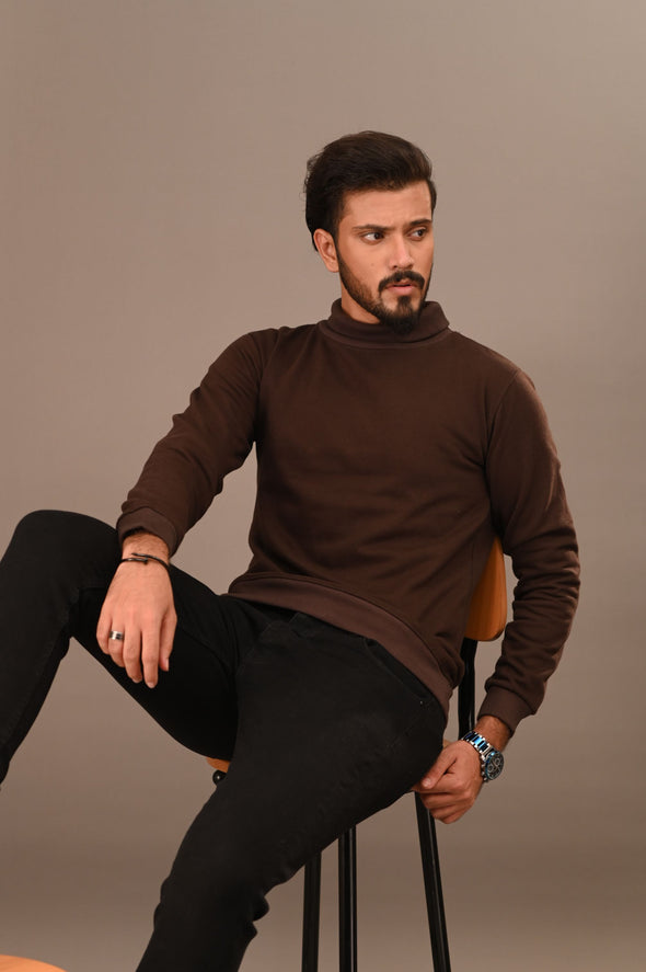 Brown Basic Mock Neck - Men