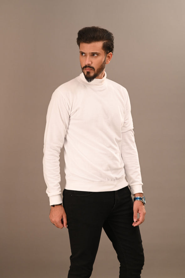 White Basic Mock Neck - Men