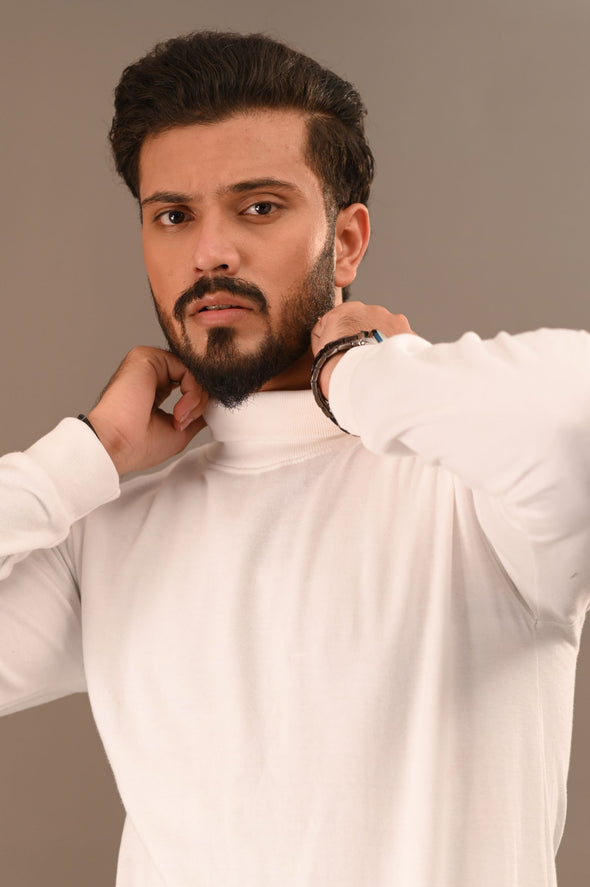 White Basic Mock Neck - Men
