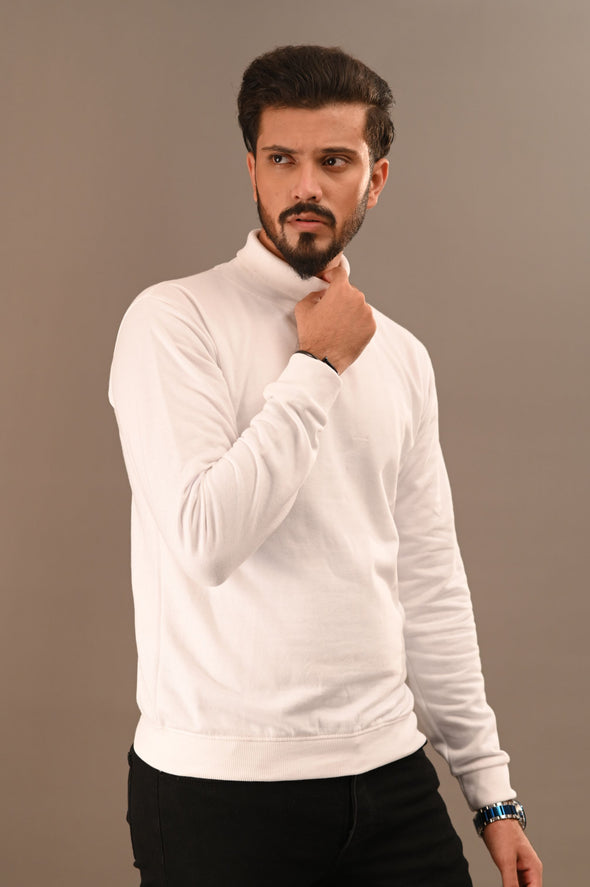 White Basic Mock Neck - Men