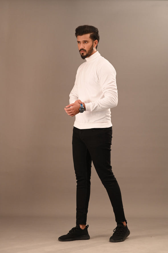 White Basic Mock Neck - Men