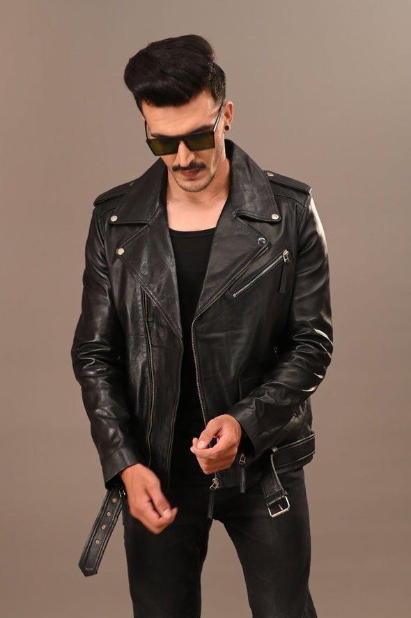 Black Biker Jacket - Men