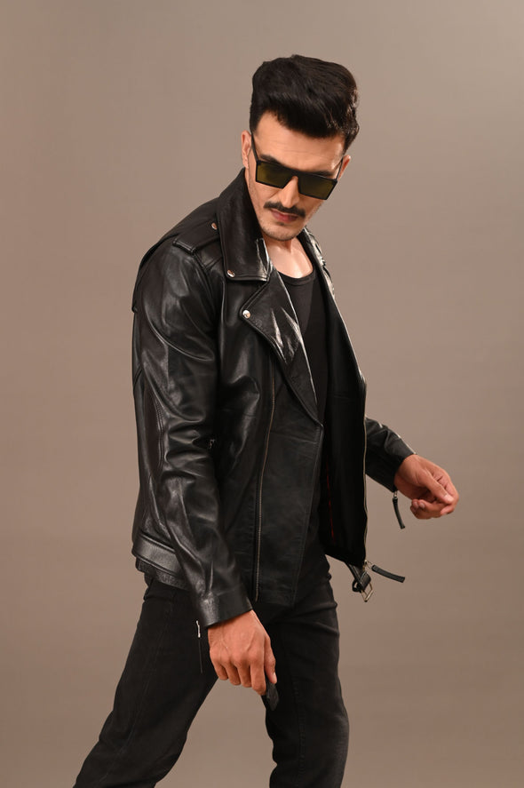 Black Biker Jacket - Men