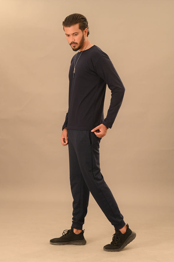 Navy Blue Full Sleeve T-Shirt - Men