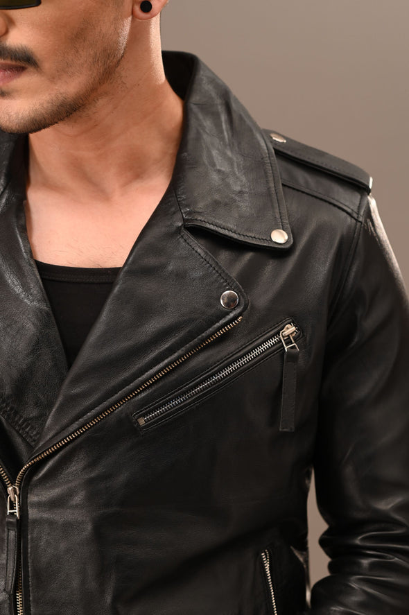 Black Biker Jacket - Men