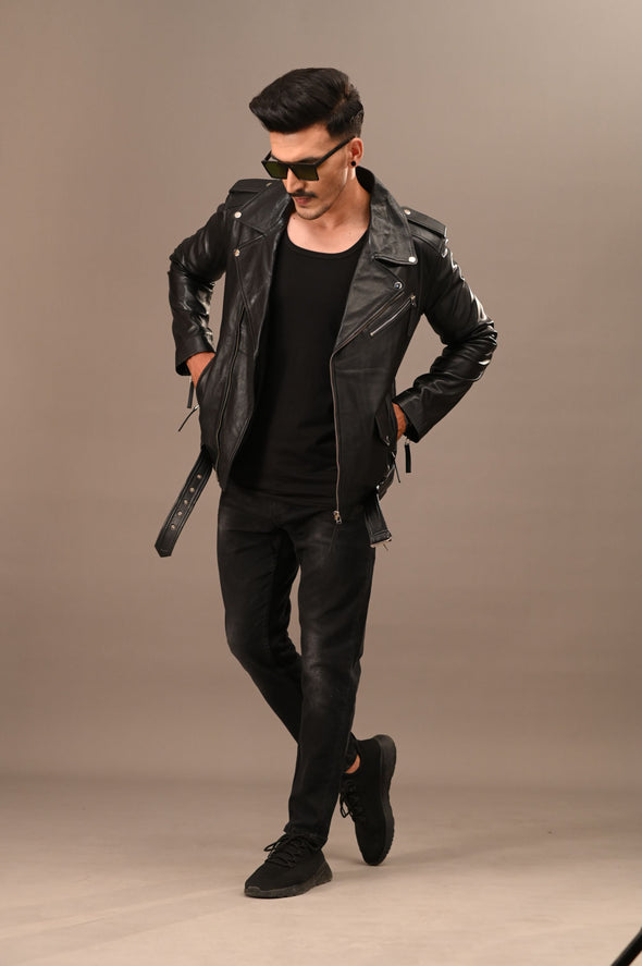 Black Biker Jacket - Men
