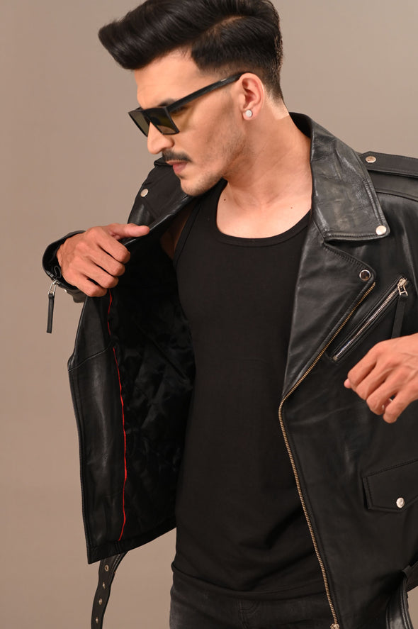 Black Biker Jacket - Men
