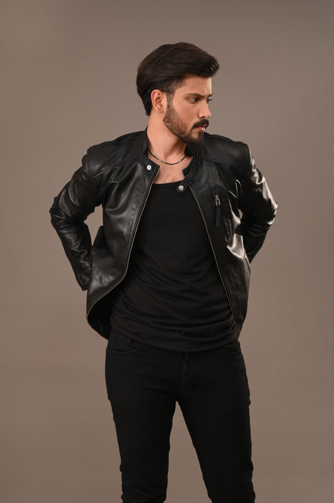 Black Classic Leather Jacket - Men
