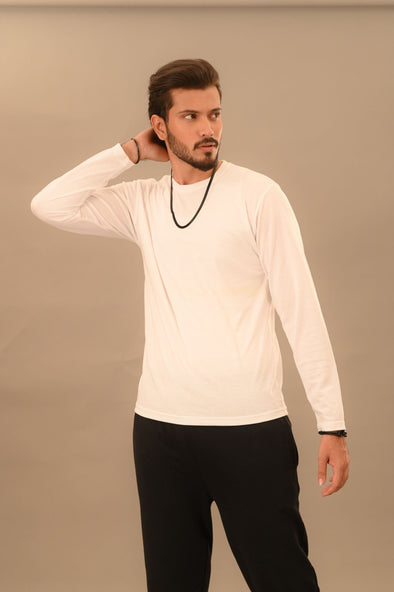White Full Sleeve T-Shirt - Men