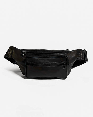 Cross Body Leather Bag - Black