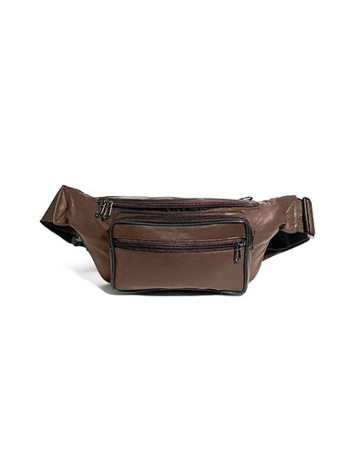 Cross Body Leather Bag - Brown