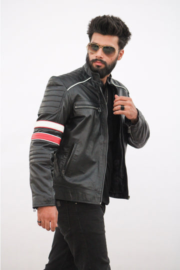 Dexter Striped Leather Jacket - Men