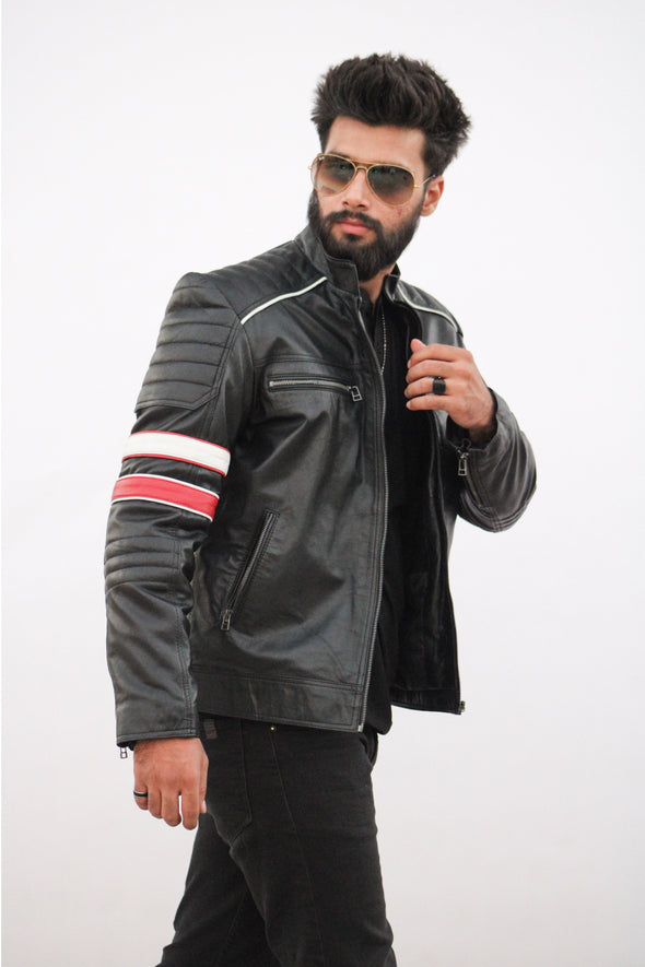 Dexter Striped Leather Jacket - Men