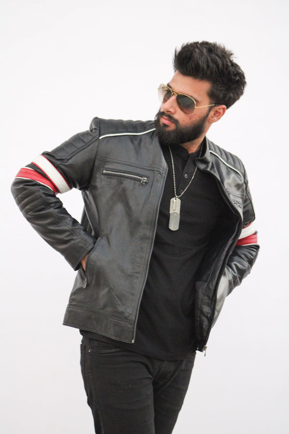 Dexter Striped Leather Jacket - Men