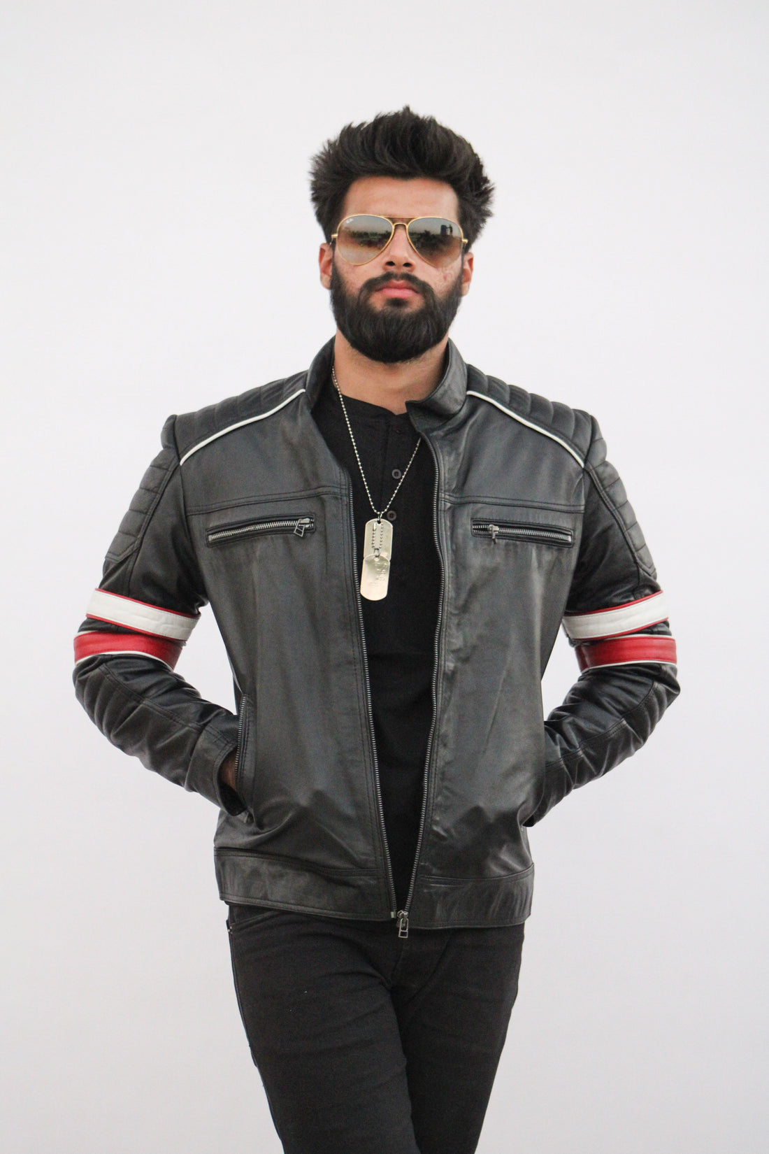 Dexter Striped Leather Jacket - Men