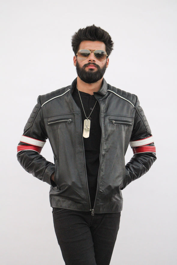 Dexter Striped Leather Jacket - Men