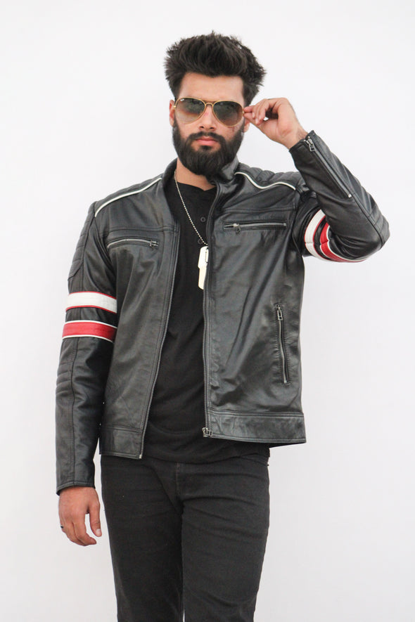 Dexter Striped Leather Jacket - Men