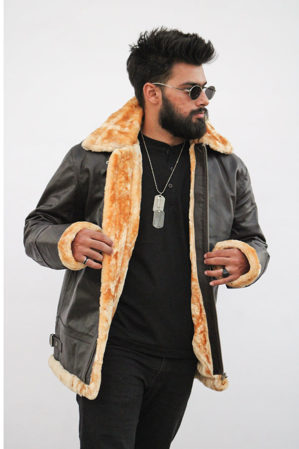 John Brown Fur Leather Jacket - Men