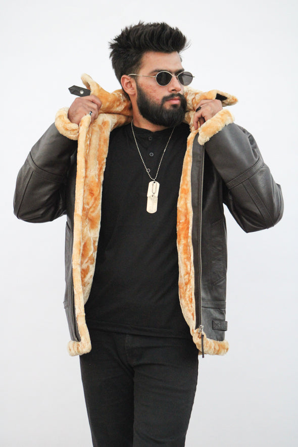 John Brown Fur Leather Jacket - Men