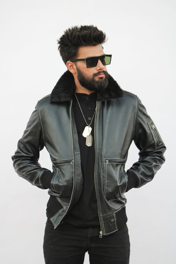 Denver Black Leather Jacket - Men