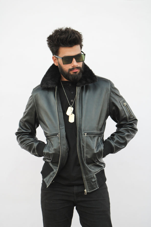 Denver Black Leather Jacket - Men