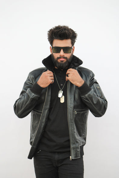 Denver Black Leather Jacket - Men