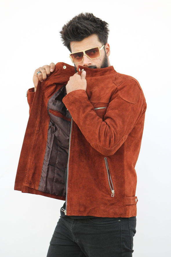 Classic Brown Suede Leather Jacket - Men