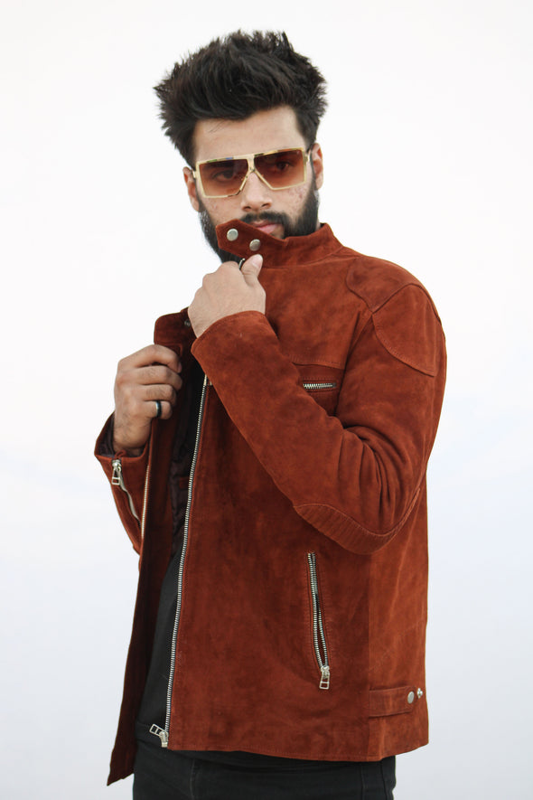 Classic Brown Suede Leather Jacket - Men
