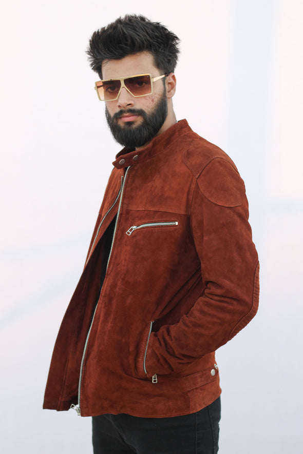 Classic Brown Suede Leather Jacket - Men