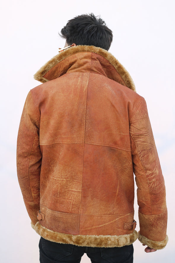 Rocky Brown Fur Leather Jacket - Men