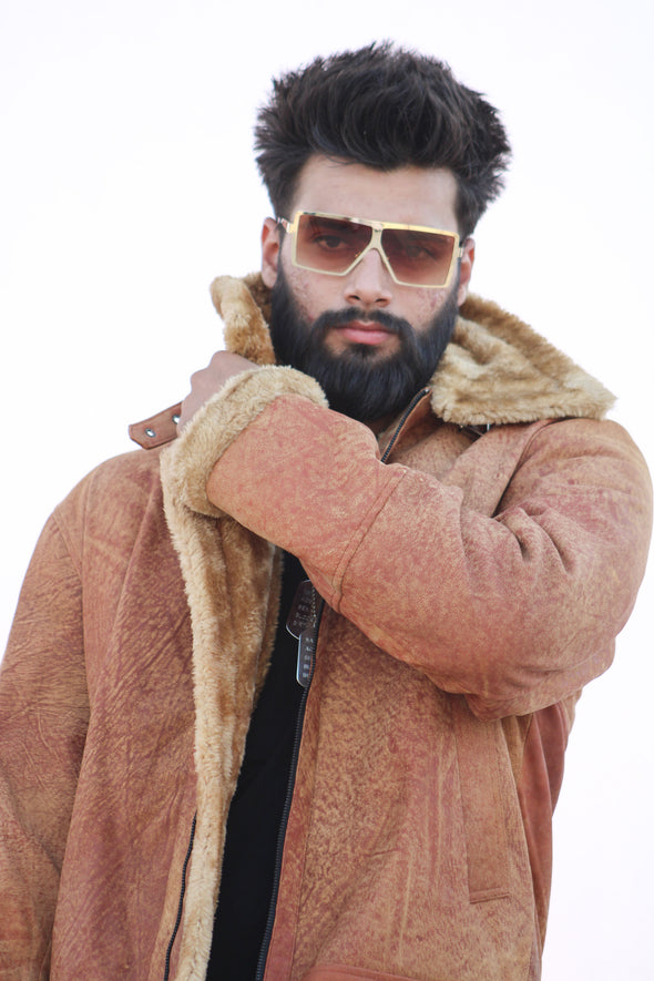 Rocky Brown Fur Leather Jacket - Men
